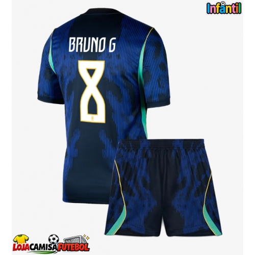 Camisa de Futebol Brasil Bruno Guimaraes #8 Equipamento Secundário Infantil Mundo 2026 Manga Curta (+ Calças curtas)